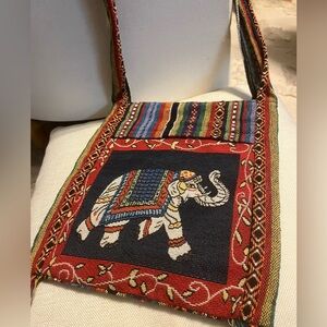 NWT Made in Thailand handmade - Textile Elephant Crossbody Bag Multicolor